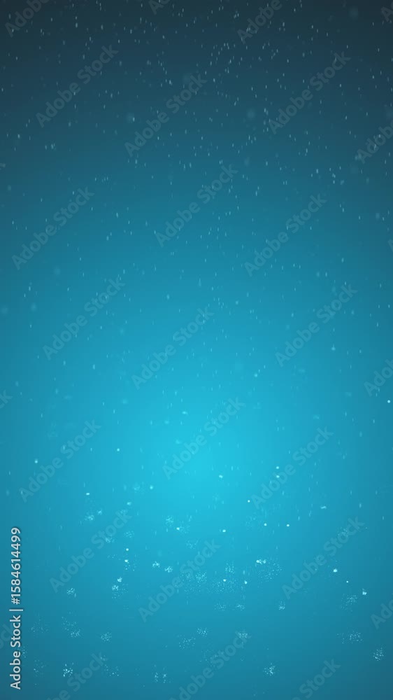 Poster artistic loop rain drops with bounce effect on blue vertical background.