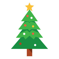 Fototapeta premium Isolated Christmas Tree with Star Topper, Evergreen Holiday Cheer, Festive Decoration