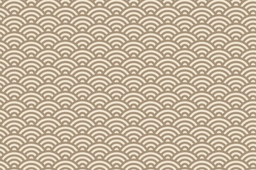 Fototapeta premium Traditional Japanese Seigaiha Wave Pattern in Mocha and Beige
