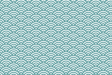 Traditional Japanese Seigaiha Wave Pattern in Ultramarine and White