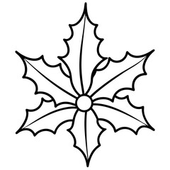 Naklejka premium Holly Leaf Outline Botanical Illustration