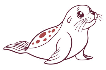 A cute seal pup with spots, drawn in a simple style