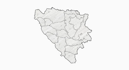 Obraz premium Bosnia and Herzegovina Outline Map A Detailed Geographic Illustration