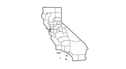 California State Map Outline Detailed Geographic Representation of Counties and Borders for Educational Purposes