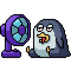 Obraz premium pixel art of penguin hot electric fan