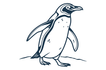 Naklejka premium A stylized penguin standing on a simple ground