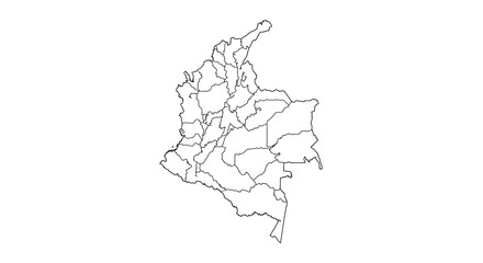 Obraz premium Detailed Outline Map of Colombia Showing its Departments for Cartographic Projects and Educational Purposes