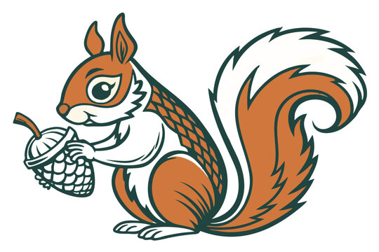 Cute squirrel holding an acorn