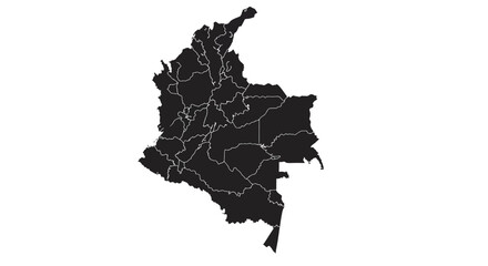 Detailed Outline Map of Colombia Showing its Departments for Cartographic Projects and Educational Purposes