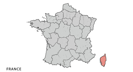 Obraz premium Detailed Vector Map of France Outlining Regions for Educational and Travel Purposes