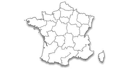 Fototapeta premium Detailed Vector Map of France Outlining Regions for Educational and Travel Purposes