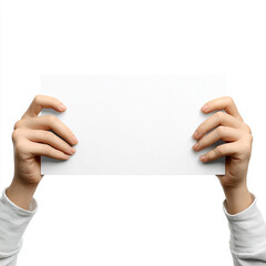 3D rendering of hands holding a signboard, isolated on a white background