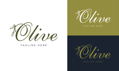 Green Elegant Olive Logo Natural Vector 