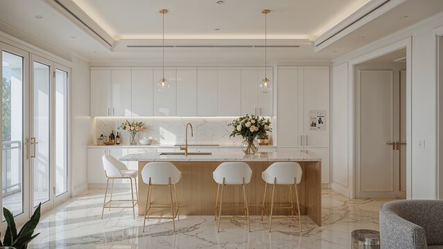 Luxurious modern kitchen interior design.