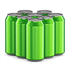 A 3D rendering of an isolated aluminum soda can, a blank metal container for an energy drink or beer, against a white background