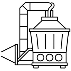 Industrial Dust Collector Line Art Vector