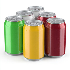 A 3D rendering of an isolated aluminum soda can, a blank metal container for an energy drink or beer, against a white background