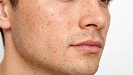 Naklejka premium Close-up of a man's face showcasing skin texture and features.