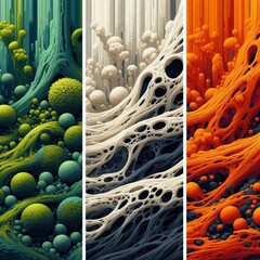 Colors Moss green bone white volcanic orange