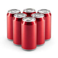 A 3D rendering of an isolated aluminum soda can, a blank metal container for an energy drink or beer, against a white background