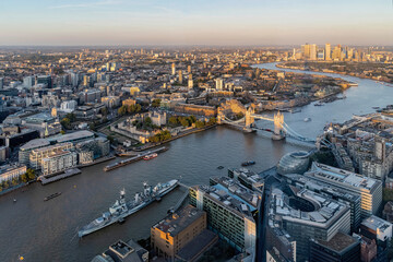 Tower Bridge and London view from the Shard at sunset
