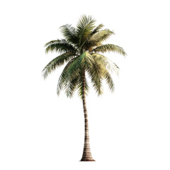 A realistic palm tree on a white background, no shadow, photo-realistic, high-resolution, professional
