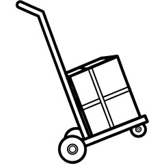 Industrial Hand Trolley Minimalist Line Art