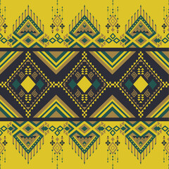 Geometric Ethnic pattern on green tones , Native American tribal fabric, tile, carpet, vector, illustration design