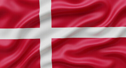 Obraz premium Waving flag of Denmark with bright background.