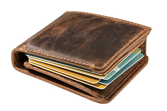 Brown leather wallet filled with credit cards. Finance, payment, and business concept.