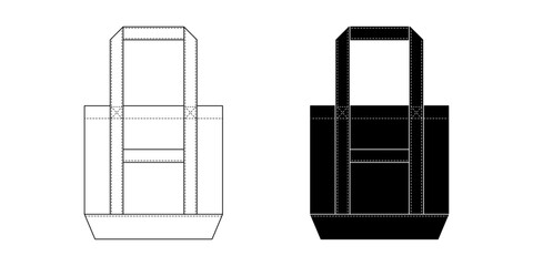 front view Tote bag icon set
