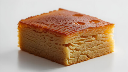 Piece of honey cake isolated on transparent background  