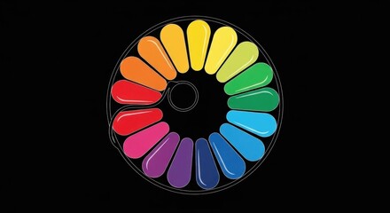 Obraz premium Colorful Palette, Rainbow Wheel against Black Background