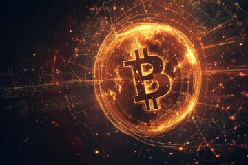 Digital bitcoin sphere graphic design.