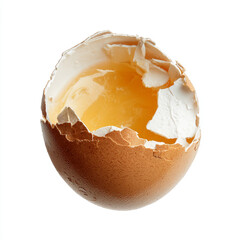 Eggshell and Yolk Isolated on White Surface