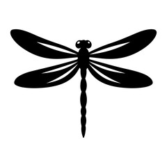 Create a minimal dragonfly silhouette vector illustration in black on a white background with a simple elegant design