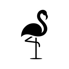 Silhouette of a standing flamingo bird