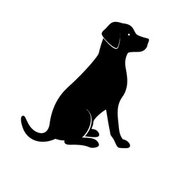 Labrador dog silhouette sitting with tail curled