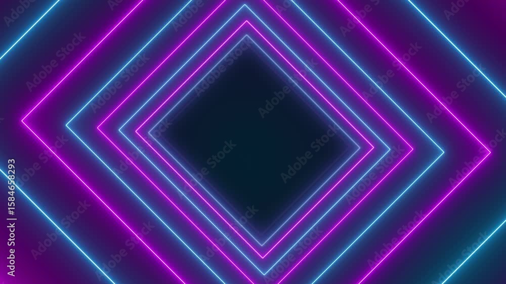 Aufkleber video animation of abstract glowing motion design with blue and purple neon cubes - abstract backgro