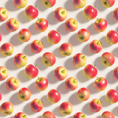 Fresh apples arrangement seamless pattern flatlay background