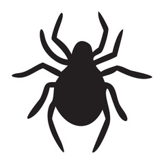 Simple black silhouette of an eight legged spider isolated on white