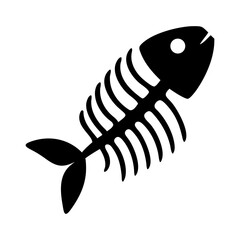 Skeletal spine of skinned fish isolated silhouette
