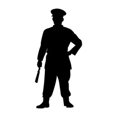 Firefighter silhouette vector on white background
