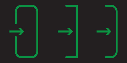 Open and close door symbol. Icons sign in and sign out app vector symbol logout and login, arrow and door icon exit and entry. Exit door editable stroke outline icon isolated on white background.