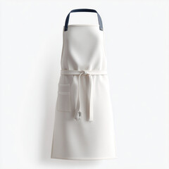 White Cooking Apron with Dark Blue Straps and Pockets