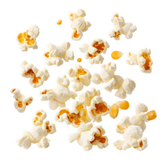 Fototapeta premium Freshly Popped White Popcorn Kernels on a Transparent Background