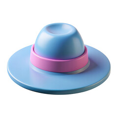 Fototapeta premium 3d blue and pink fedora hat isolated on transparent background