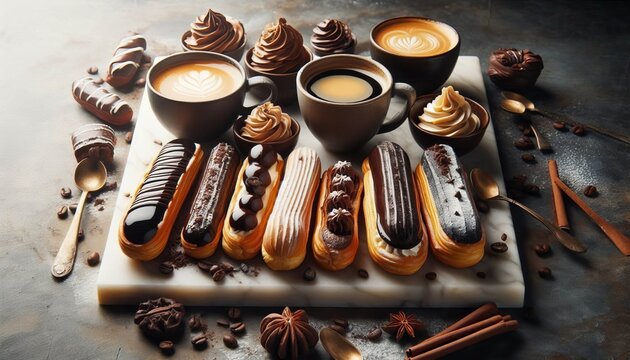 Chocolate &Eacute;clair Tray A dozen assorted &eacute;clairs filled with cof