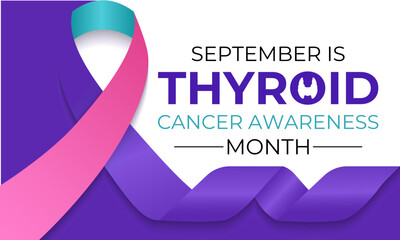 Fototapeta premium Thyroid Cancer Awareness Month is observed every September banner and background design template. Promote neck checks, support patients and survivors, and advance research.