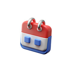 Modern 3d calendar icon with red top white middle and blue base